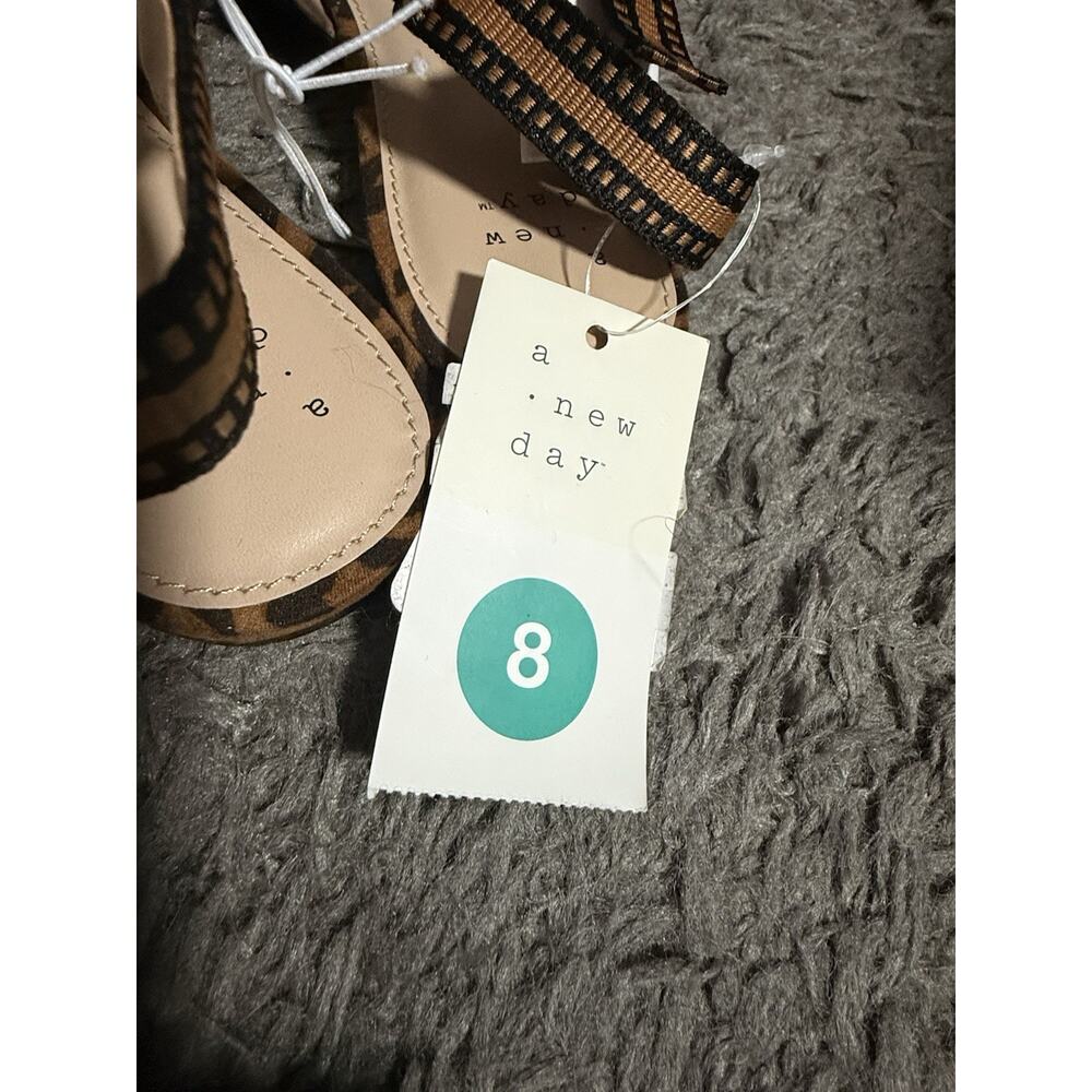 A New Day Shoes Lot Sz 8 Leopard Slingback Flats & Woven Block Heel Mules NWT - Picture 7 of 12
